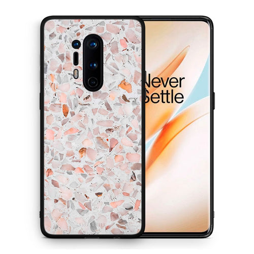 Θήκη OnePlus 8 Pro Marble Terrazzo από τη Smartfits με σχέδιο στο πίσω μέρος και μαύρο περίβλημα | OnePlus 8 Pro Marble Terrazzo case with colorful back and black bezels