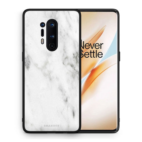 Θήκη OnePlus 8 Pro White Marble από τη Smartfits με σχέδιο στο πίσω μέρος και μαύρο περίβλημα | OnePlus 8 Pro White Marble case with colorful back and black bezels