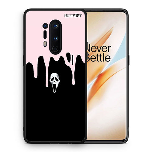 Θήκη OnePlus 8 Pro Melting Halloween Mask από τη Smartfits με σχέδιο στο πίσω μέρος και μαύρο περίβλημα | OnePlus 8 Pro Melting Halloween Mask case with colorful back and black bezels