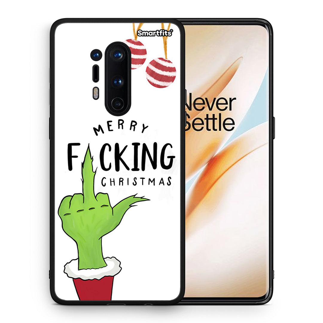Θήκη OnePlus 8 Pro Merry F Xmas από τη Smartfits με σχέδιο στο πίσω μέρος και μαύρο περίβλημα | OnePlus 8 Pro Merry F Xmas case with colorful back and black bezels