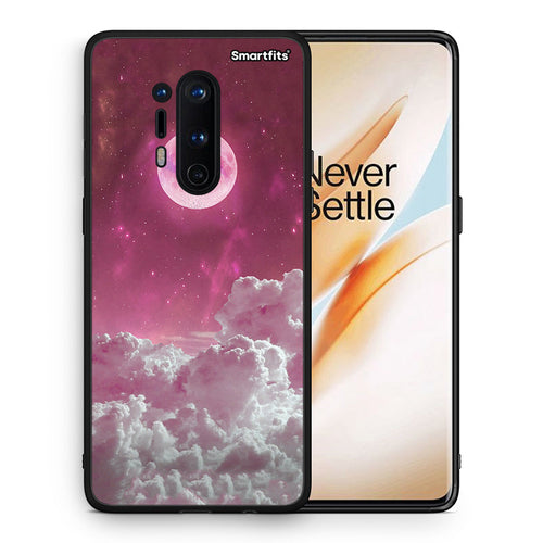 Θήκη OnePlus 8 Pro Pink Moon από τη Smartfits με σχέδιο στο πίσω μέρος και μαύρο περίβλημα | OnePlus 8 Pro Pink Moon case with colorful back and black bezels