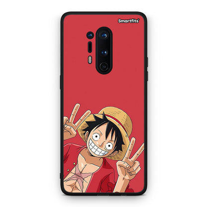 OnePlus 8 Pro Pirate Luffy Θήκη από τη Smartfits με σχέδιο στο πίσω μέρος και μαύρο περίβλημα | Smartphone case with colorful back and black bezels by Smartfits