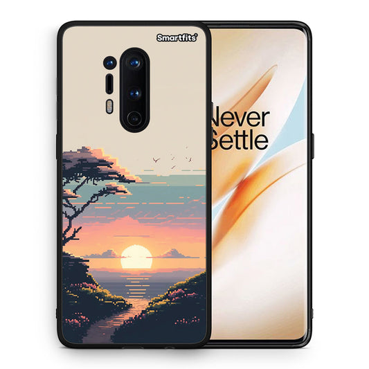 Θήκη OnePlus 8 Pro Pixel Sunset από τη Smartfits με σχέδιο στο πίσω μέρος και μαύρο περίβλημα | OnePlus 8 Pro Pixel Sunset case with colorful back and black bezels