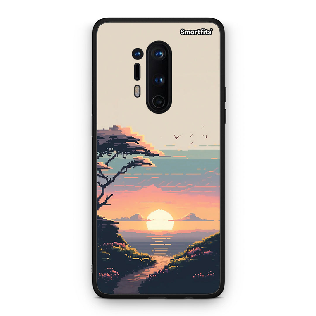 OnePlus 8 Pro Pixel Sunset Θήκη από τη Smartfits με σχέδιο στο πίσω μέρος και μαύρο περίβλημα | Smartphone case with colorful back and black bezels by Smartfits