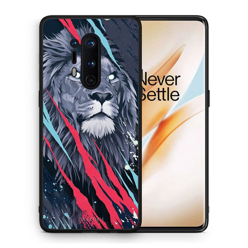 Θήκη OnePlus 8 Pro Lion Designer PopArt από τη Smartfits με σχέδιο στο πίσω μέρος και μαύρο περίβλημα | OnePlus 8 Pro Lion Designer PopArt case with colorful back and black bezels