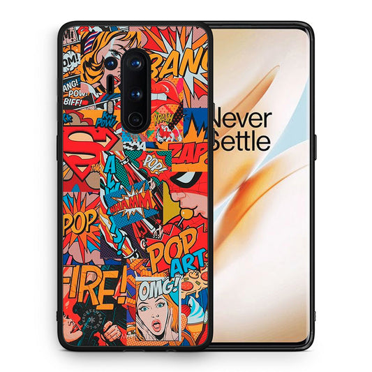 Θήκη OnePlus 8 Pro PopArt OMG από τη Smartfits με σχέδιο στο πίσω μέρος και μαύρο περίβλημα | OnePlus 8 Pro PopArt OMG case with colorful back and black bezels