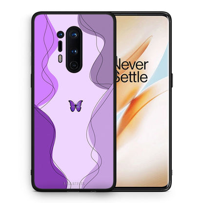 Θήκη Αγίου Βαλεντίνου OnePlus 8 Pro Purple Mariposa από τη Smartfits με σχέδιο στο πίσω μέρος και μαύρο περίβλημα | OnePlus 8 Pro Purple Mariposa case with colorful back and black bezels