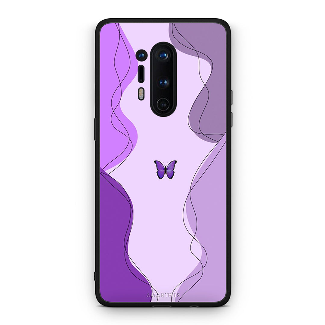 OnePlus 8 Pro Purple Mariposa Θήκη Αγίου Βαλεντίνου από τη Smartfits με σχέδιο στο πίσω μέρος και μαύρο περίβλημα | Smartphone case with colorful back and black bezels by Smartfits