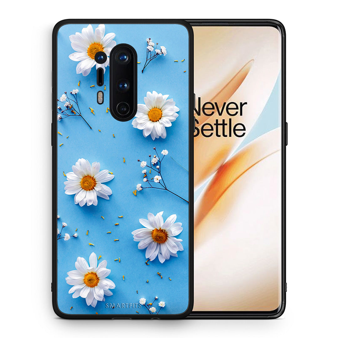 Θήκη OnePlus 8 Pro Real Daisies από τη Smartfits με σχέδιο στο πίσω μέρος και μαύρο περίβλημα | OnePlus 8 Pro Real Daisies case with colorful back and black bezels