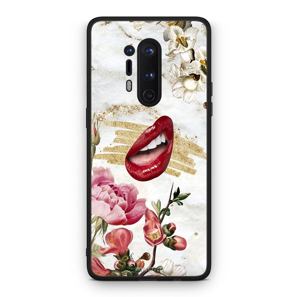 OnePlus 8 Pro Red Lips θήκη από τη Smartfits με σχέδιο στο πίσω μέρος και μαύρο περίβλημα | Smartphone case with colorful back and black bezels by Smartfits