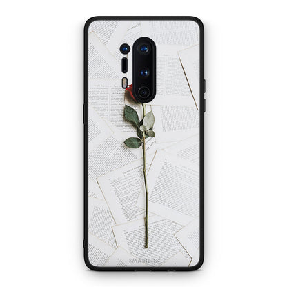 OnePlus 8 Pro Red Rose θήκη από τη Smartfits με σχέδιο στο πίσω μέρος και μαύρο περίβλημα | Smartphone case with colorful back and black bezels by Smartfits