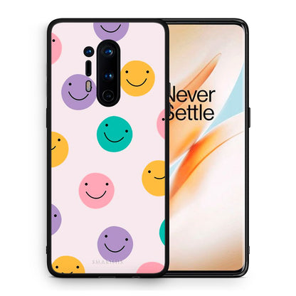 Θήκη OnePlus 8 Pro Smiley Faces από τη Smartfits με σχέδιο στο πίσω μέρος και μαύρο περίβλημα | OnePlus 8 Pro Smiley Faces case with colorful back and black bezels