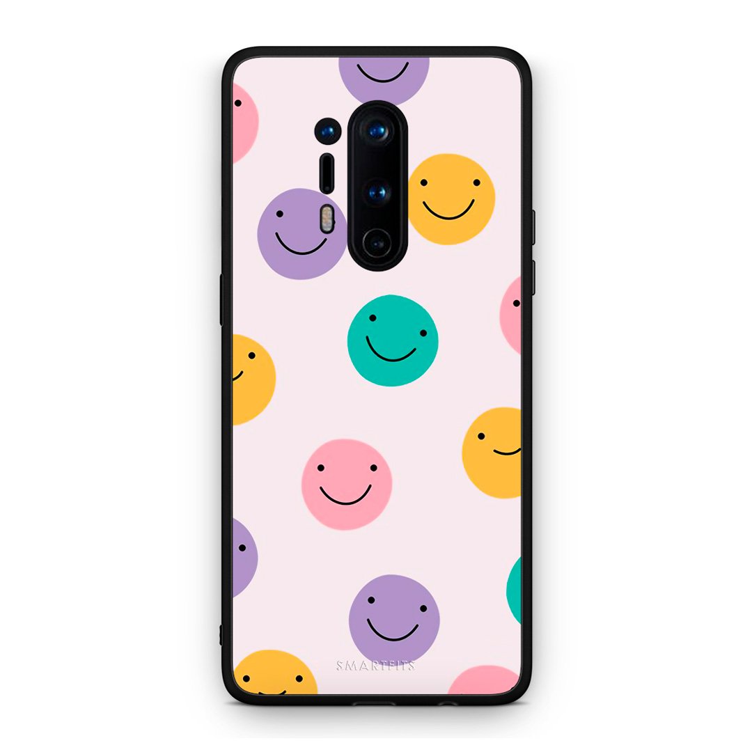 OnePlus 8 Pro Smiley Faces θήκη από τη Smartfits με σχέδιο στο πίσω μέρος και μαύρο περίβλημα | Smartphone case with colorful back and black bezels by Smartfits