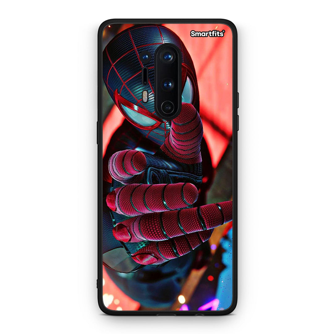 OnePlus 8 Pro Spider Hand Θήκη από τη Smartfits με σχέδιο στο πίσω μέρος και μαύρο περίβλημα | Smartphone case with colorful back and black bezels by Smartfits