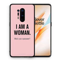 Thumbnail for Θήκη OnePlus 8 Pro Superpower Woman από τη Smartfits με σχέδιο στο πίσω μέρος και μαύρο περίβλημα | OnePlus 8 Pro Superpower Woman case with colorful back and black bezels