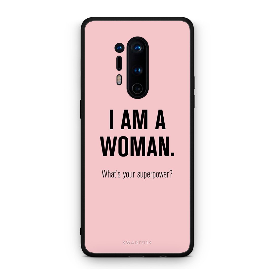 OnePlus 8 Pro Superpower Woman θήκη από τη Smartfits με σχέδιο στο πίσω μέρος και μαύρο περίβλημα | Smartphone case with colorful back and black bezels by Smartfits