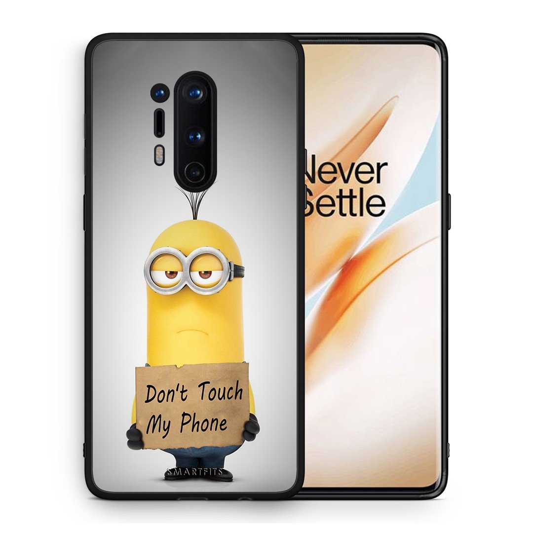Θήκη OnePlus 8 Pro Minion Text από τη Smartfits με σχέδιο στο πίσω μέρος και μαύρο περίβλημα | OnePlus 8 Pro Minion Text case with colorful back and black bezels