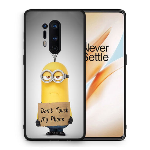 Θήκη OnePlus 8 Pro Minion Text από τη Smartfits με σχέδιο στο πίσω μέρος και μαύρο περίβλημα | OnePlus 8 Pro Minion Text case with colorful back and black bezels