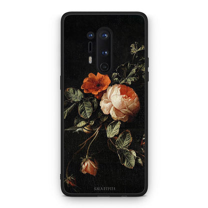 OnePlus 8 Pro Vintage Roses θήκη από τη Smartfits με σχέδιο στο πίσω μέρος και μαύρο περίβλημα | Smartphone case with colorful back and black bezels by Smartfits