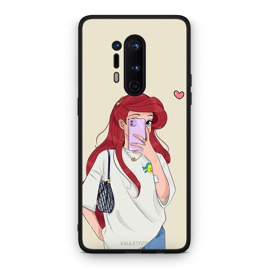 OnePlus 8 Pro Walking Mermaid Θήκη από τη Smartfits με σχέδιο στο πίσω μέρος και μαύρο περίβλημα | Smartphone case with colorful back and black bezels by Smartfits