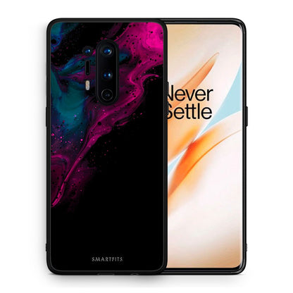 Θήκη OnePlus 8 Pro Pink Black Watercolor από τη Smartfits με σχέδιο στο πίσω μέρος και μαύρο περίβλημα | OnePlus 8 Pro Pink Black Watercolor case with colorful back and black bezels