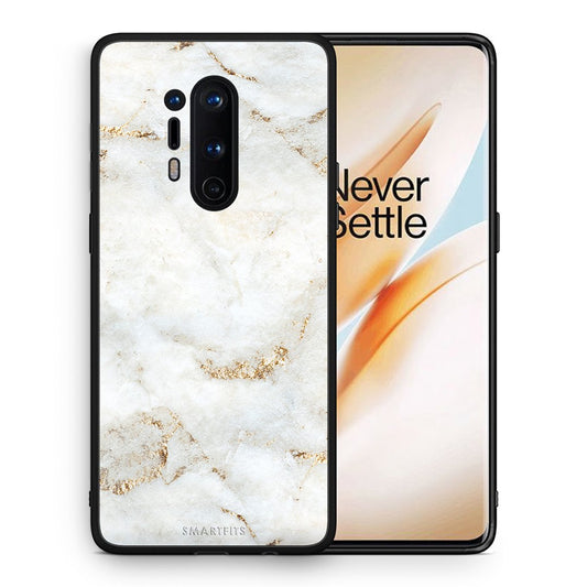 Θήκη OnePlus 8 Pro White Gold Marble από τη Smartfits με σχέδιο στο πίσω μέρος και μαύρο περίβλημα | OnePlus 8 Pro White Gold Marble case with colorful back and black bezels