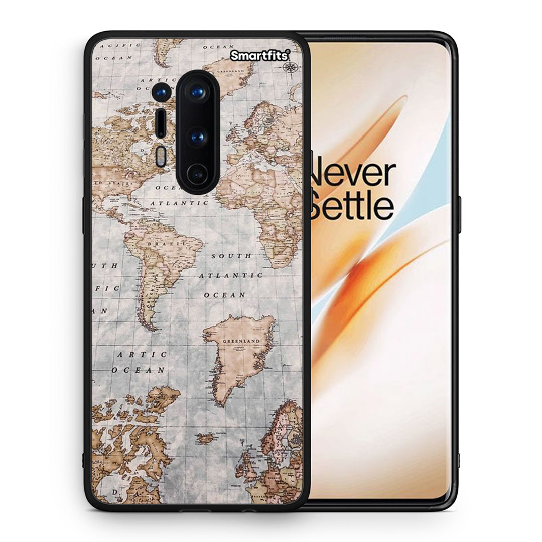 Θήκη OnePlus 8 Pro World Map από τη Smartfits με σχέδιο στο πίσω μέρος και μαύρο περίβλημα | OnePlus 8 Pro World Map case with colorful back and black bezels