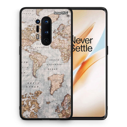 Θήκη OnePlus 8 Pro World Map από τη Smartfits με σχέδιο στο πίσω μέρος και μαύρο περίβλημα | OnePlus 8 Pro World Map case with colorful back and black bezels