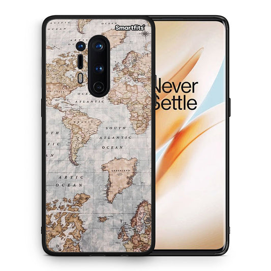 Θήκη OnePlus 8 Pro World Map από τη Smartfits με σχέδιο στο πίσω μέρος και μαύρο περίβλημα | OnePlus 8 Pro World Map case with colorful back and black bezels