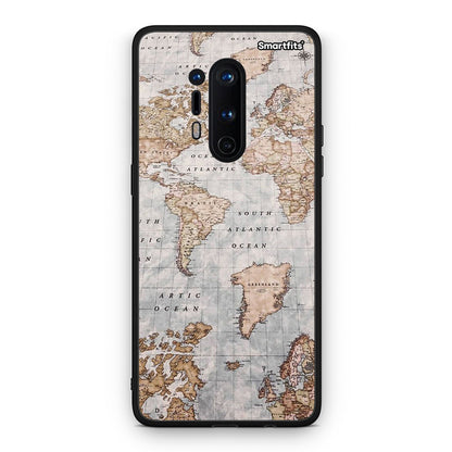 OnePlus 8 Pro World Map Θήκη από τη Smartfits με σχέδιο στο πίσω μέρος και μαύρο περίβλημα | Smartphone case with colorful back and black bezels by Smartfits