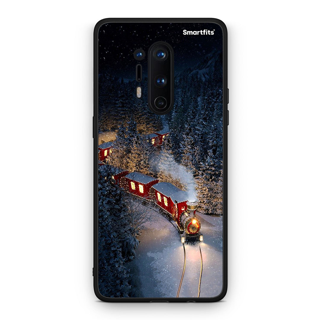 OnePlus 8 Pro Xmas Train θήκη από τη Smartfits με σχέδιο στο πίσω μέρος και μαύρο περίβλημα | Smartphone case with colorful back and black bezels by Smartfits