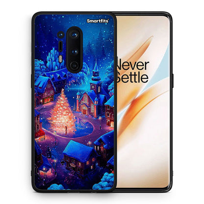 Θήκη OnePlus 8 Pro Xmas Village από τη Smartfits με σχέδιο στο πίσω μέρος και μαύρο περίβλημα | OnePlus 8 Pro Xmas Village case with colorful back and black bezels