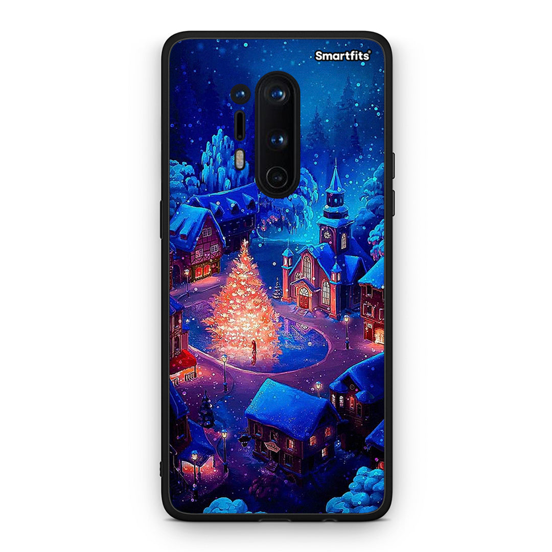 OnePlus 8 Pro Xmas Village θήκη από τη Smartfits με σχέδιο στο πίσω μέρος και μαύρο περίβλημα | Smartphone case with colorful back and black bezels by Smartfits