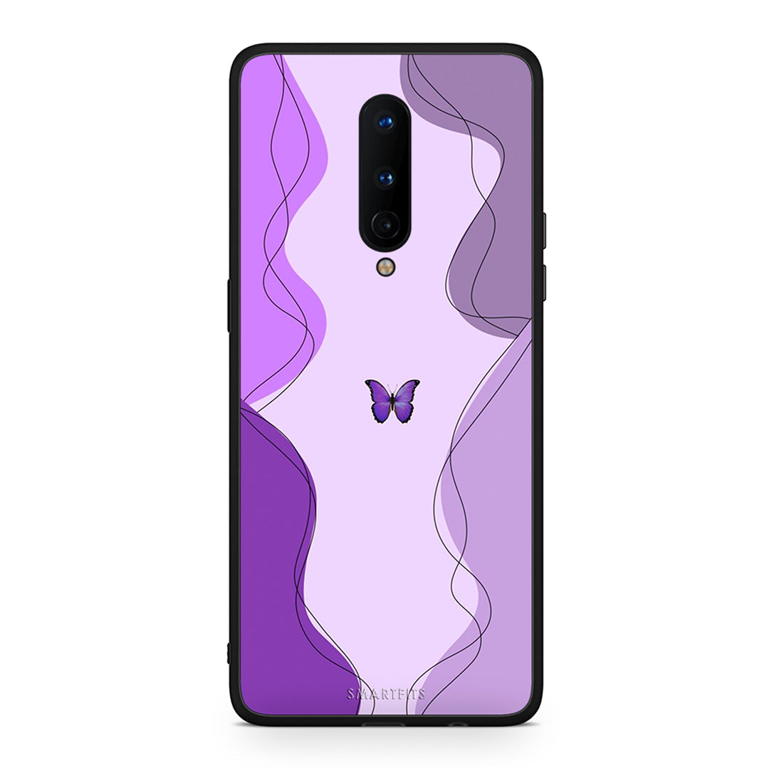 OnePlus 8 Purple Mariposa Θήκη Αγίου Βαλεντίνου από τη Smartfits με σχέδιο στο πίσω μέρος και μαύρο περίβλημα | Smartphone case with colorful back and black bezels by Smartfits
