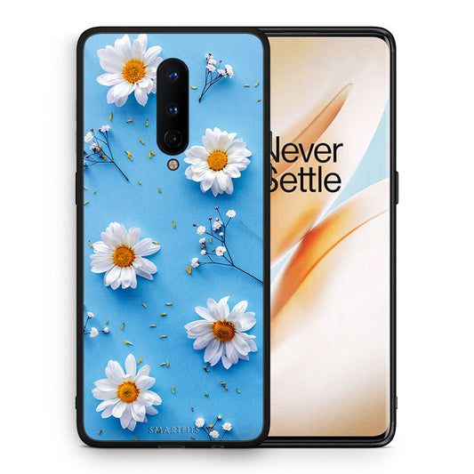 Θήκη OnePlus 8 Real Daisies από τη Smartfits με σχέδιο στο πίσω μέρος και μαύρο περίβλημα | OnePlus 8 Real Daisies case with colorful back and black bezels
