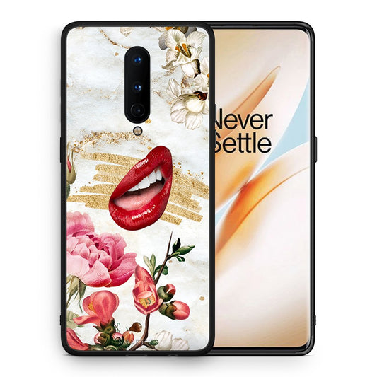Θήκη OnePlus 8 Red Lips από τη Smartfits με σχέδιο στο πίσω μέρος και μαύρο περίβλημα | OnePlus 8 Red Lips case with colorful back and black bezels
