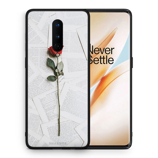 Θήκη OnePlus 8 Red Rose από τη Smartfits με σχέδιο στο πίσω μέρος και μαύρο περίβλημα | OnePlus 8 Red Rose case with colorful back and black bezels
