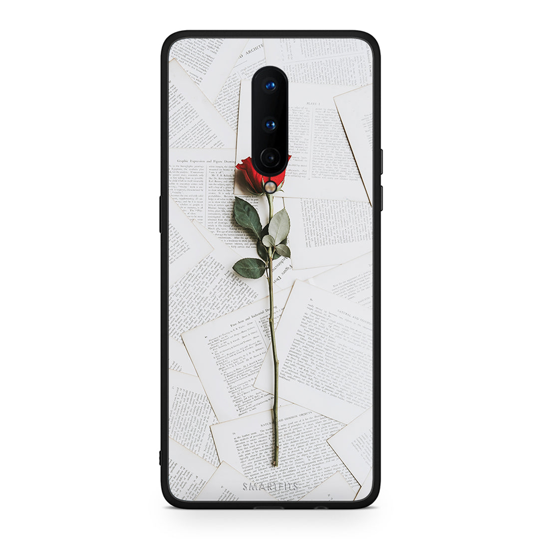 OnePlus 8 Red Rose θήκη από τη Smartfits με σχέδιο στο πίσω μέρος και μαύρο περίβλημα | Smartphone case with colorful back and black bezels by Smartfits