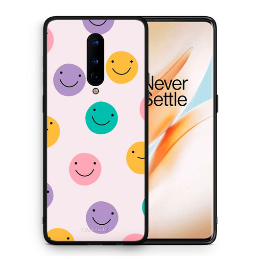 Θήκη OnePlus 8 Smiley Faces από τη Smartfits με σχέδιο στο πίσω μέρος και μαύρο περίβλημα | OnePlus 8 Smiley Faces case with colorful back and black bezels