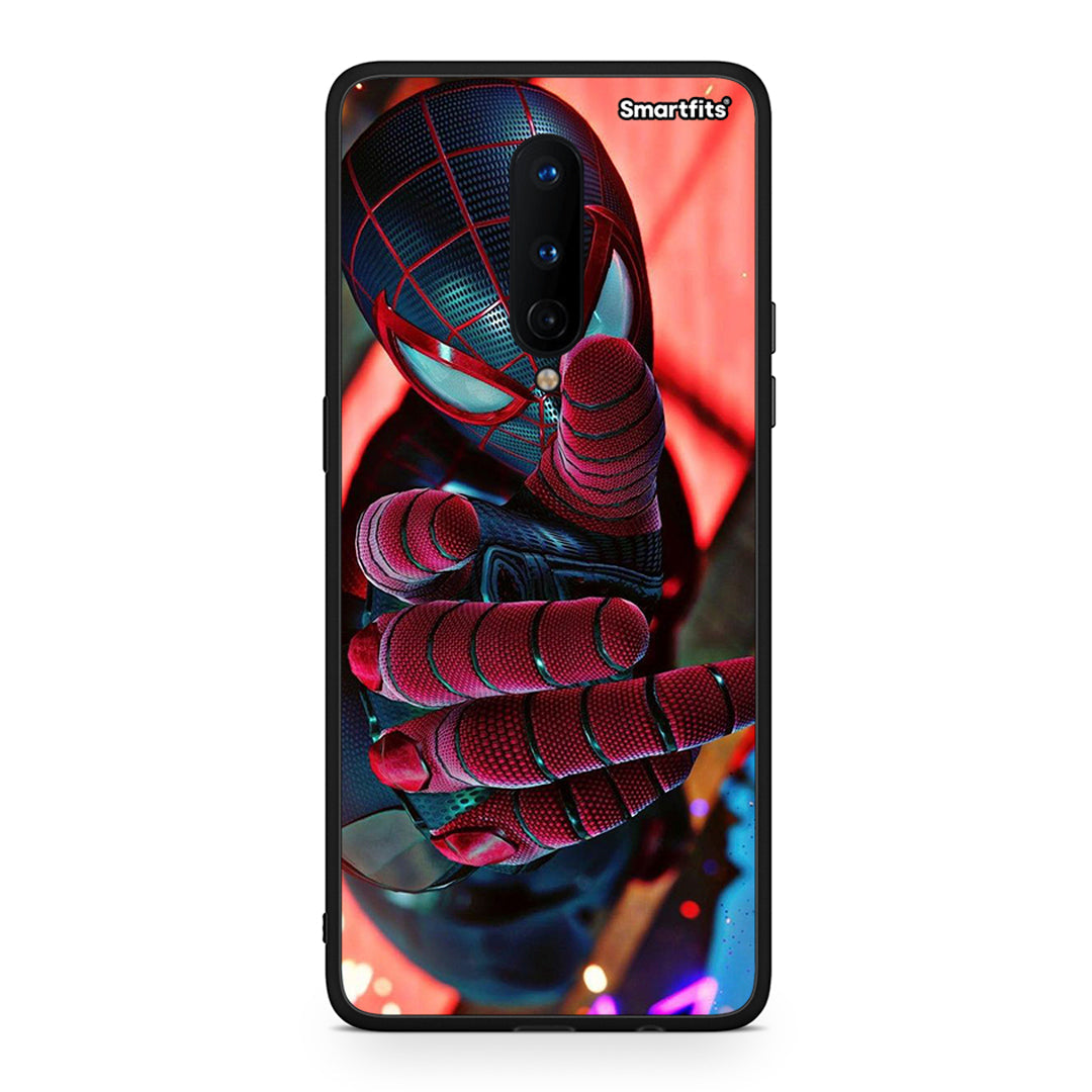 OnePlus 8 Spider Hand Θήκη από τη Smartfits με σχέδιο στο πίσω μέρος και μαύρο περίβλημα | Smartphone case with colorful back and black bezels by Smartfits