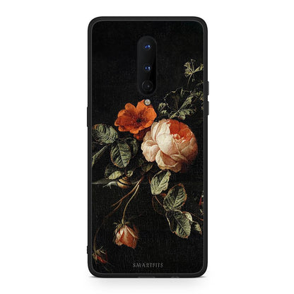OnePlus 8 Vintage Roses θήκη από τη Smartfits με σχέδιο στο πίσω μέρος και μαύρο περίβλημα | Smartphone case with colorful back and black bezels by Smartfits