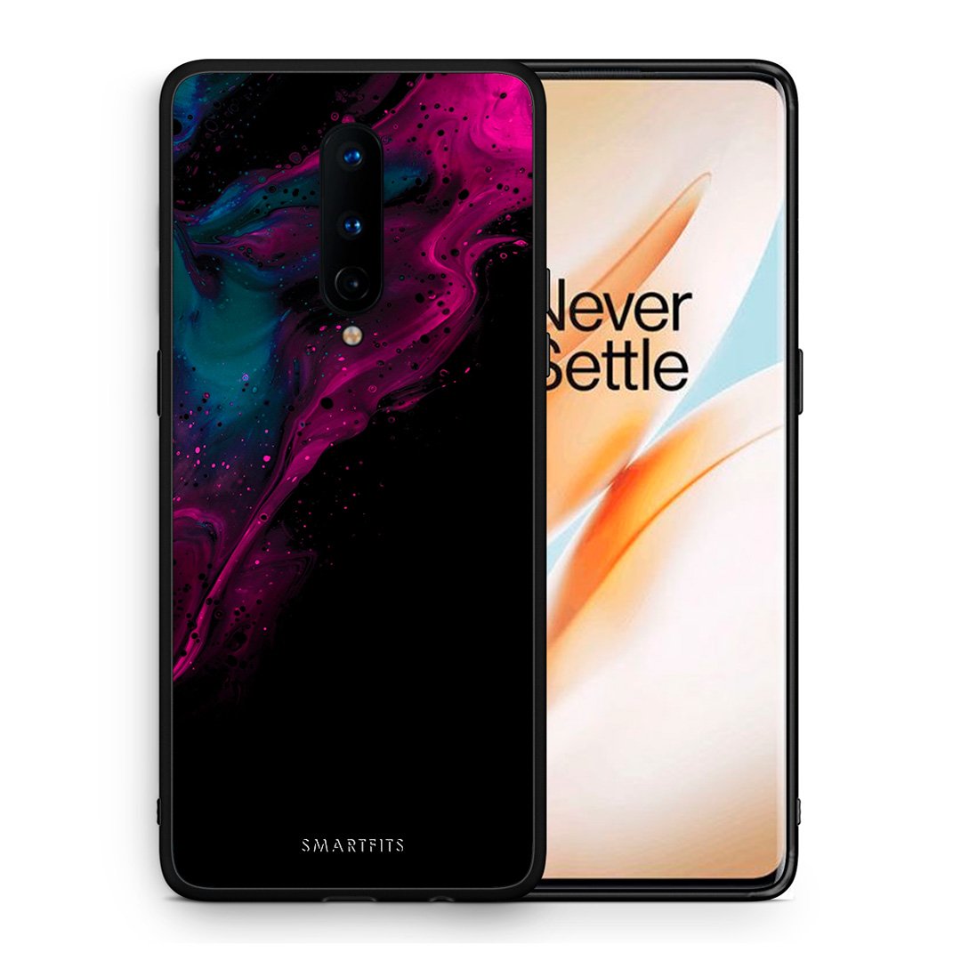Θήκη OnePlus 8 Pink Black Watercolor από τη Smartfits με σχέδιο στο πίσω μέρος και μαύρο περίβλημα | OnePlus 8 Pink Black Watercolor case with colorful back and black bezels