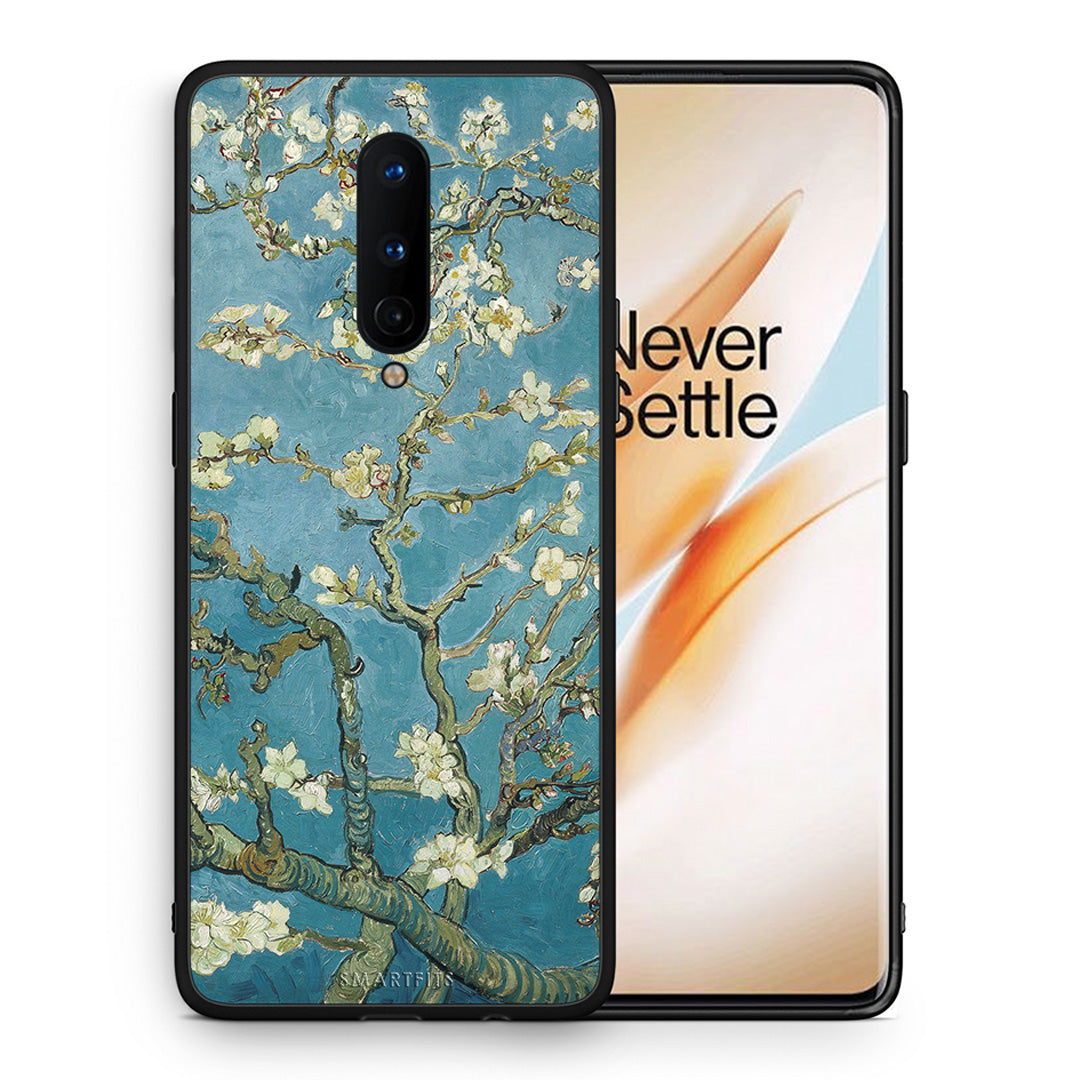 Θήκη OnePlus 8 White Blossoms από τη Smartfits με σχέδιο στο πίσω μέρος και μαύρο περίβλημα | OnePlus 8 White Blossoms case with colorful back and black bezels