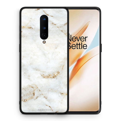Θήκη OnePlus 8 White Gold Marble από τη Smartfits με σχέδιο στο πίσω μέρος και μαύρο περίβλημα | OnePlus 8 White Gold Marble case with colorful back and black bezels
