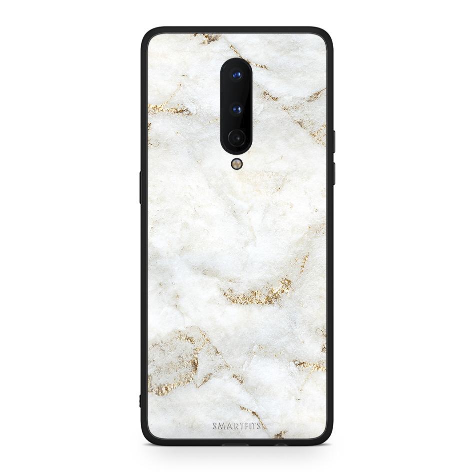 OnePlus 8 White Gold Marble θήκη από τη Smartfits με σχέδιο στο πίσω μέρος και μαύρο περίβλημα | Smartphone case with colorful back and black bezels by Smartfits