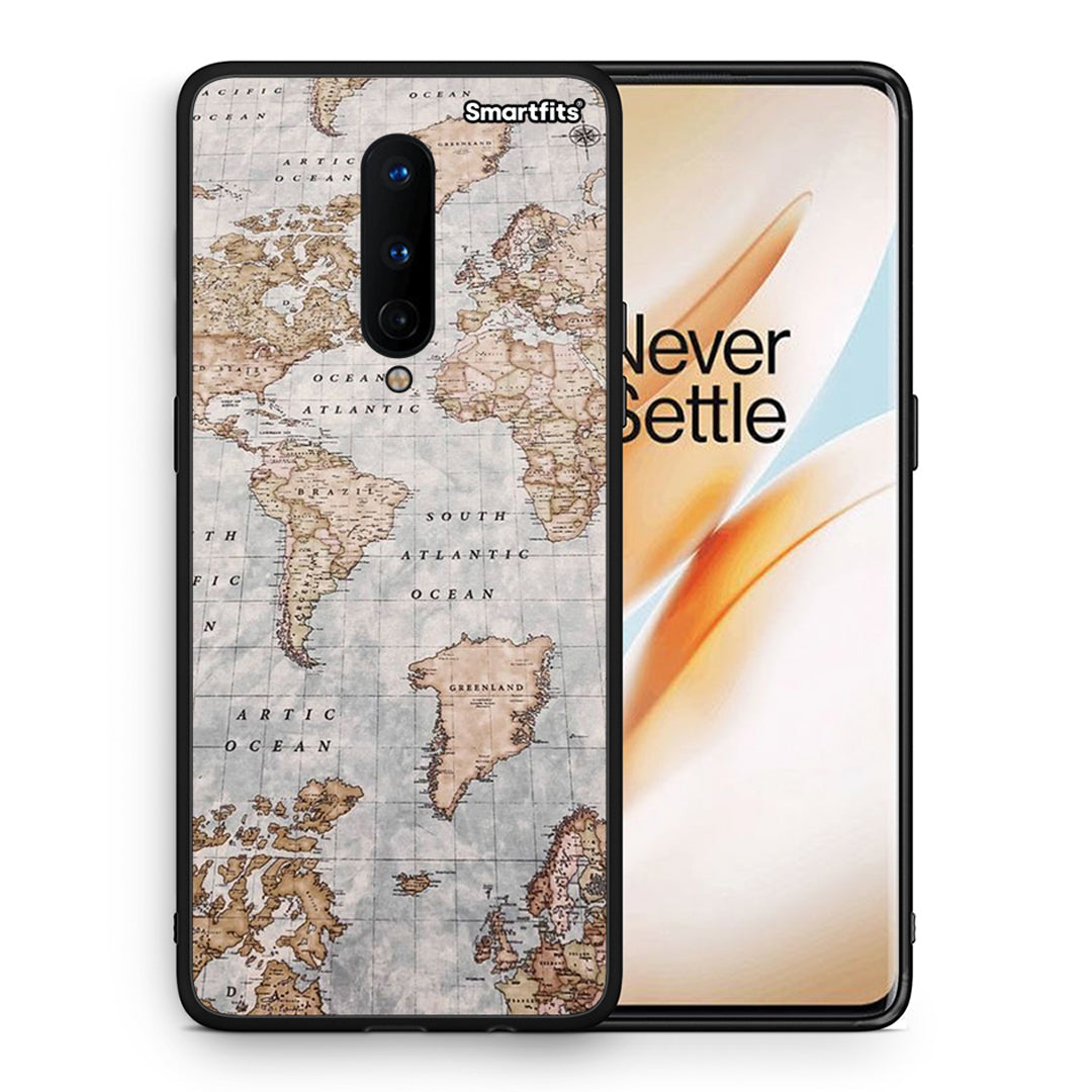 Θήκη OnePlus 8 World Map από τη Smartfits με σχέδιο στο πίσω μέρος και μαύρο περίβλημα | OnePlus 8 World Map case with colorful back and black bezels
