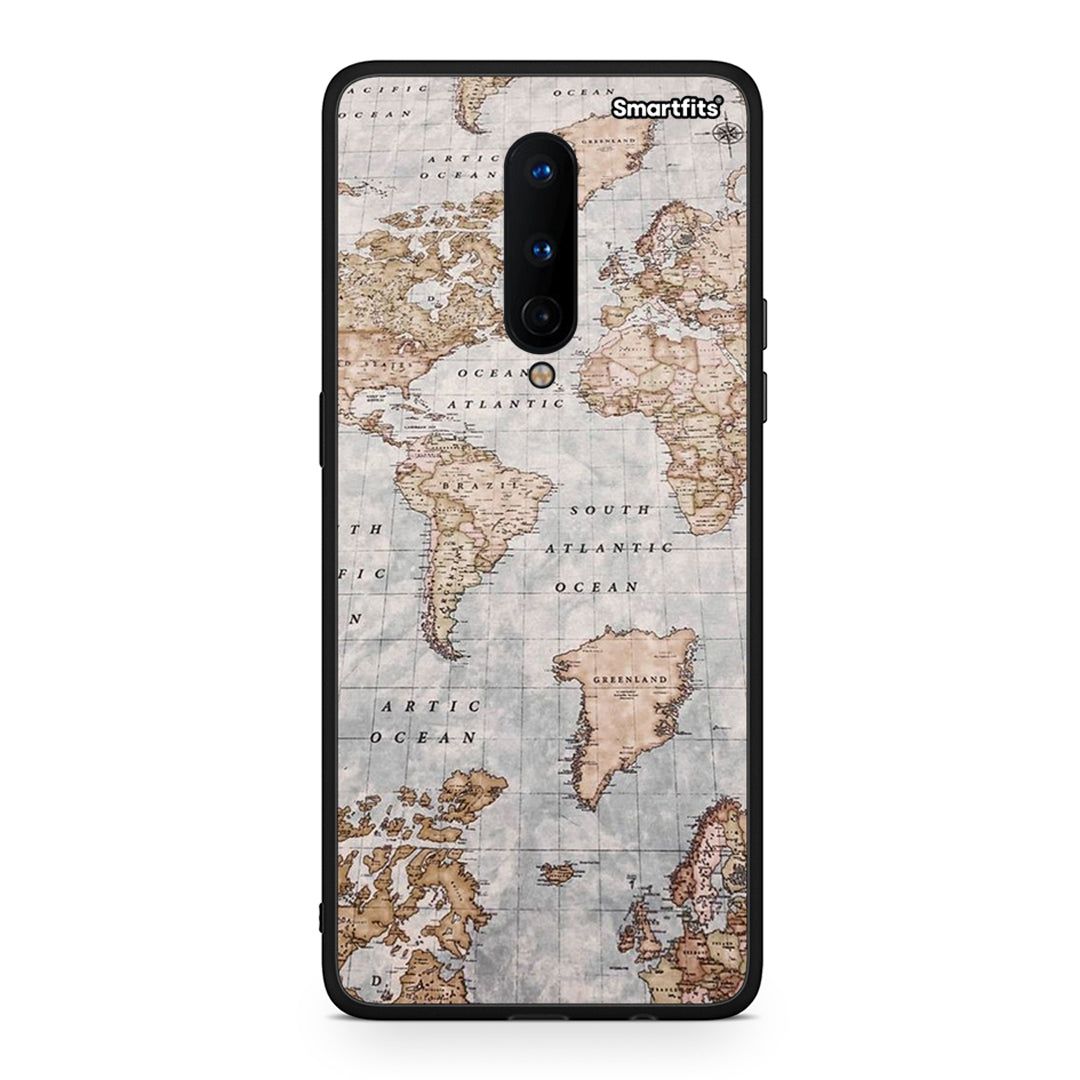 OnePlus 8 World Map Θήκη από τη Smartfits με σχέδιο στο πίσω μέρος και μαύρο περίβλημα | Smartphone case with colorful back and black bezels by Smartfits