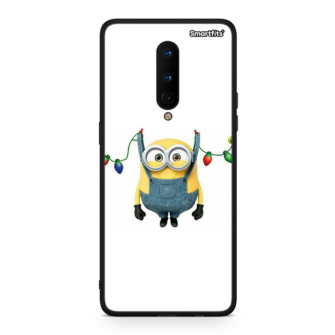OnePlus 8 Xmas Minion Lights θήκη από τη Smartfits με σχέδιο στο πίσω μέρος και μαύρο περίβλημα | Smartphone case with colorful back and black bezels by Smartfits