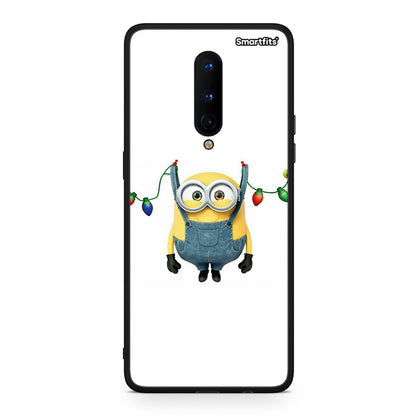 OnePlus 8 Xmas Minion Lights θήκη από τη Smartfits με σχέδιο στο πίσω μέρος και μαύρο περίβλημα | Smartphone case with colorful back and black bezels by Smartfits