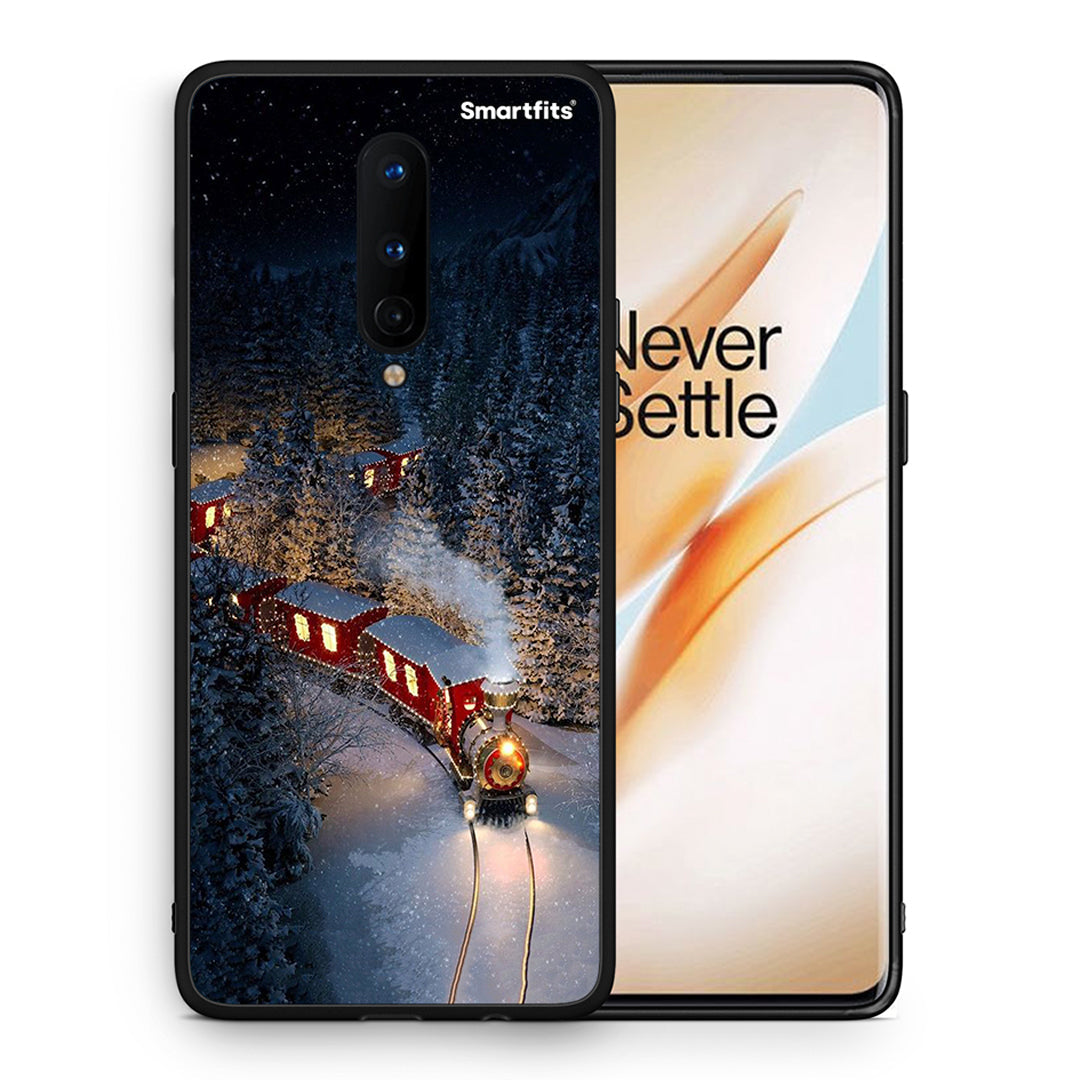 Θήκη OnePlus 8 Xmas Train από τη Smartfits με σχέδιο στο πίσω μέρος και μαύρο περίβλημα | OnePlus 8 Xmas Train case with colorful back and black bezels